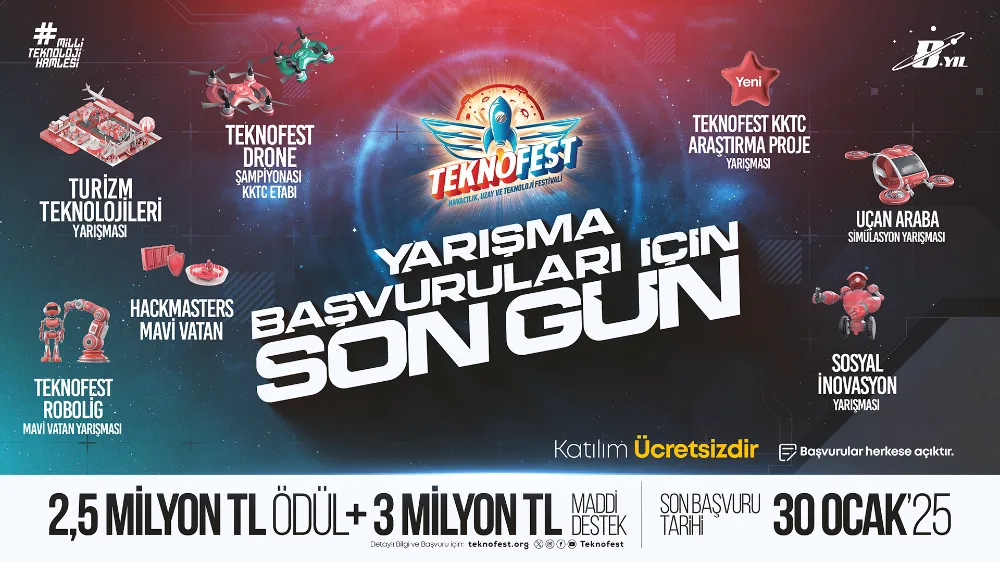 TEKNOFEST KKTC Teknoloji Yarışmaları Başvuruları İçin Son Gün!    