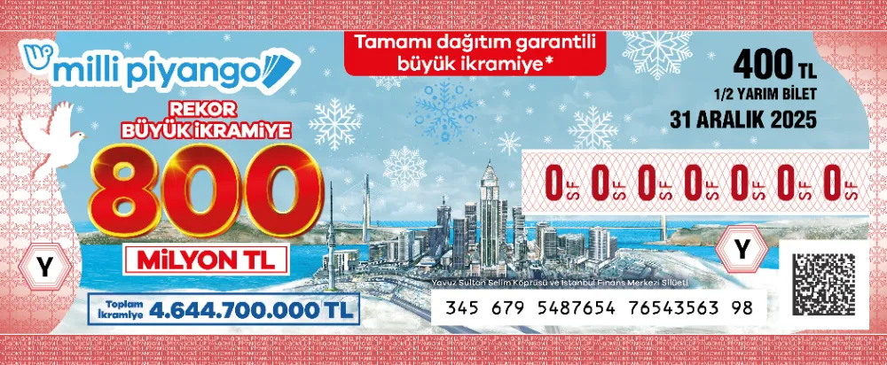 Yılbaşında tamamı dağıtım garantili rekor büyük ikramiye tam 800 milyon TL! 