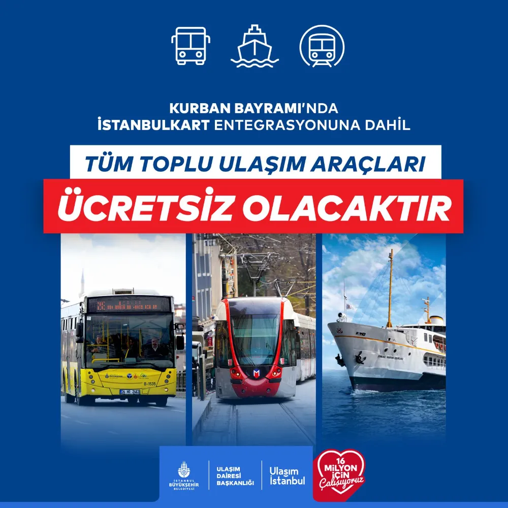 KURBAN BAYRAMI’NDA TOPLU ULAŞIM ÜCRETSİZ 