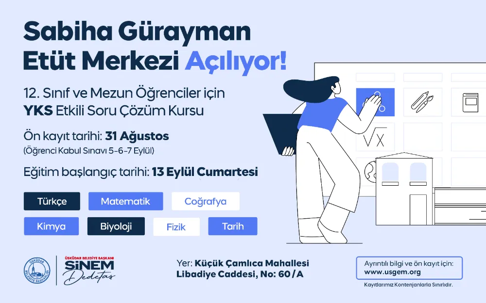 ÜSKÜDAR BELEDİYESİ “SABİHA GÜRAYMAN ETÜT MERKEZİ” AÇILIYOR 